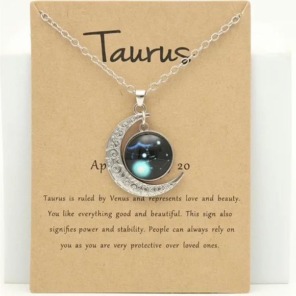 Luminous Zodiac Retro Moon Pendant Necklace & Card NIP - Picture 15 of 15